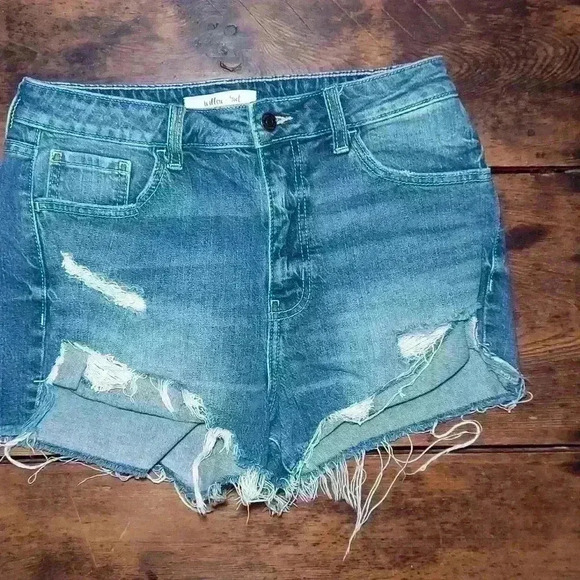 Willow + Root Rise Up Distressed Shorts - Picture 1 of 6